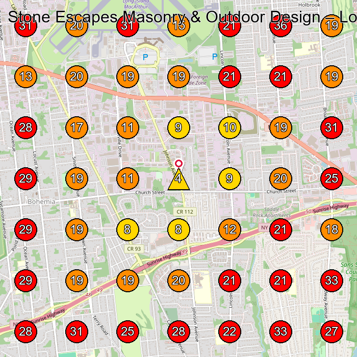 Stone Escapes Masonry & Outdoor Design GeoGrid visibility map for Masonry Contractor in Holbrook